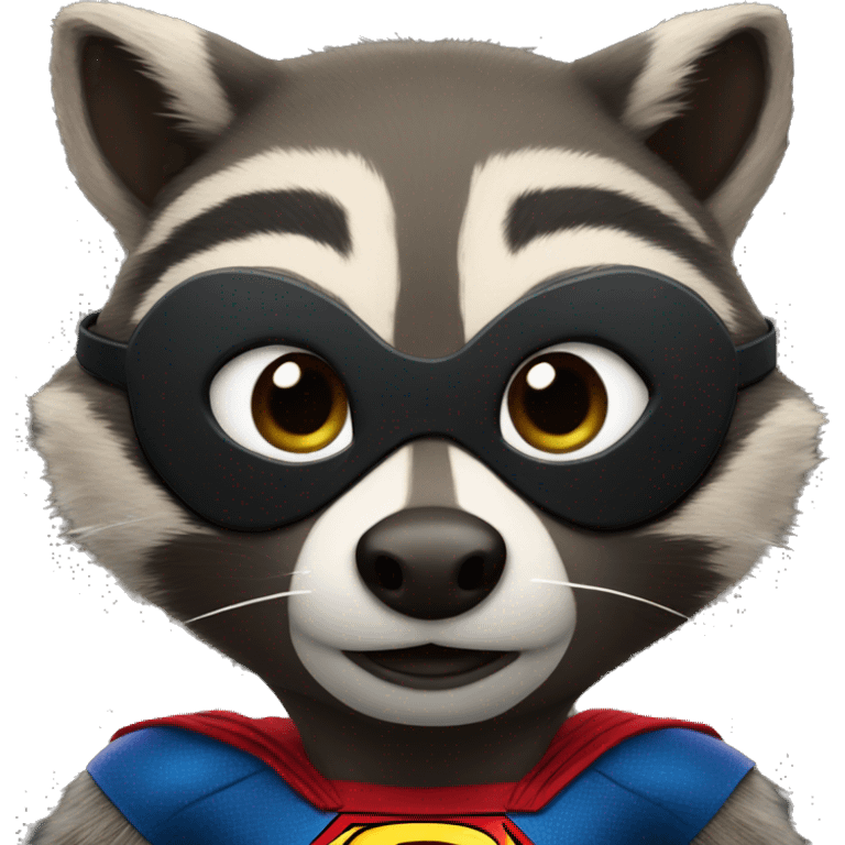 Portrait of a Raccoon in a Super-man costume emoji