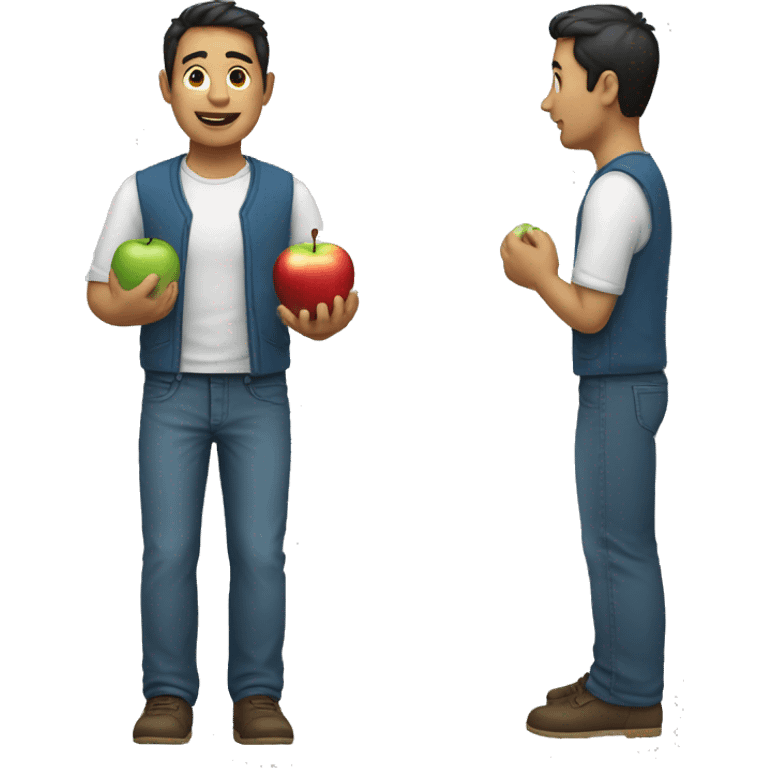 Full body man with apple emoji