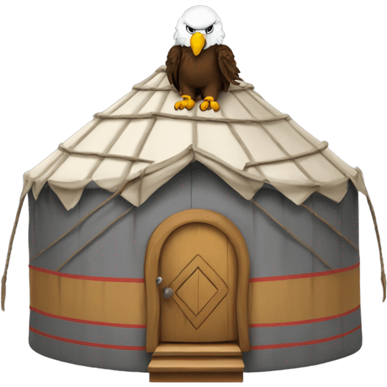 Yurt with eagles football mascot on roof emoji