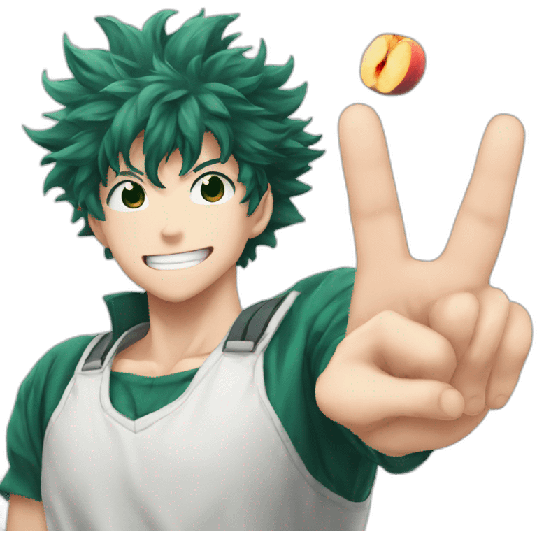 Izuku midoriya doing peach sign emoji