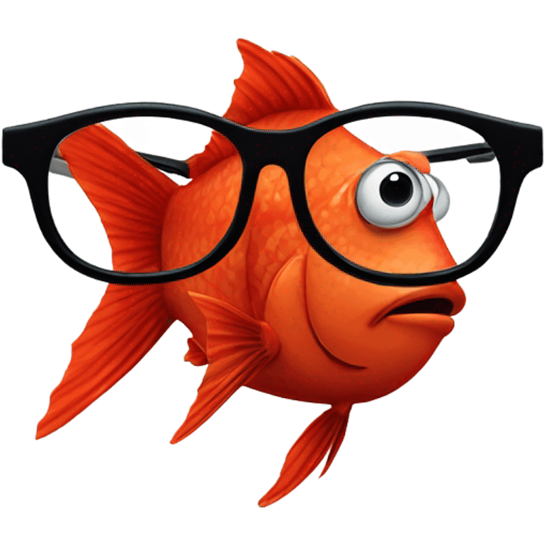 a red fish with glasses emoji