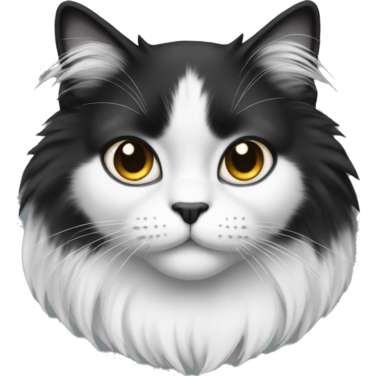 half black and half white long hair cat emoji