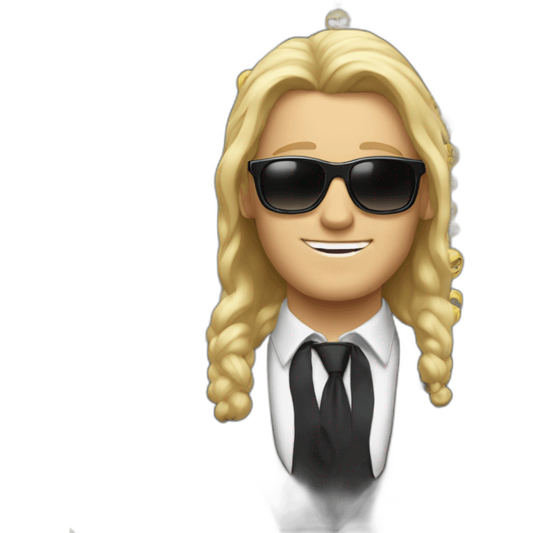 white guy in black suit with blonde hair and black non-shinethrough sunglasses emoji