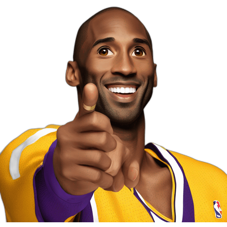 Kobe Bryant points his finger up in warning looking in camera emoji