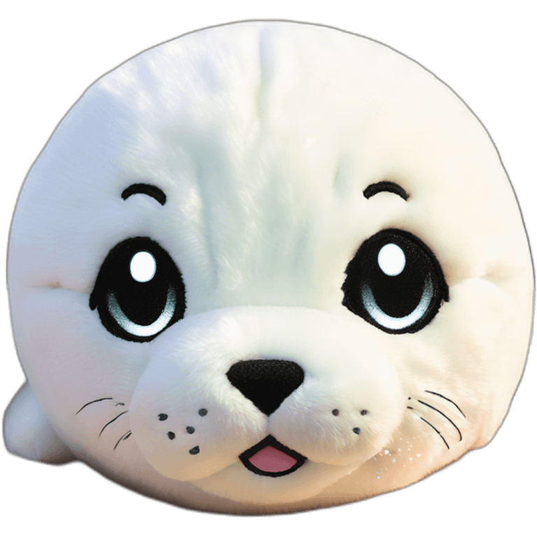 baby seal plushie with sparkling eyes, cute! emoji