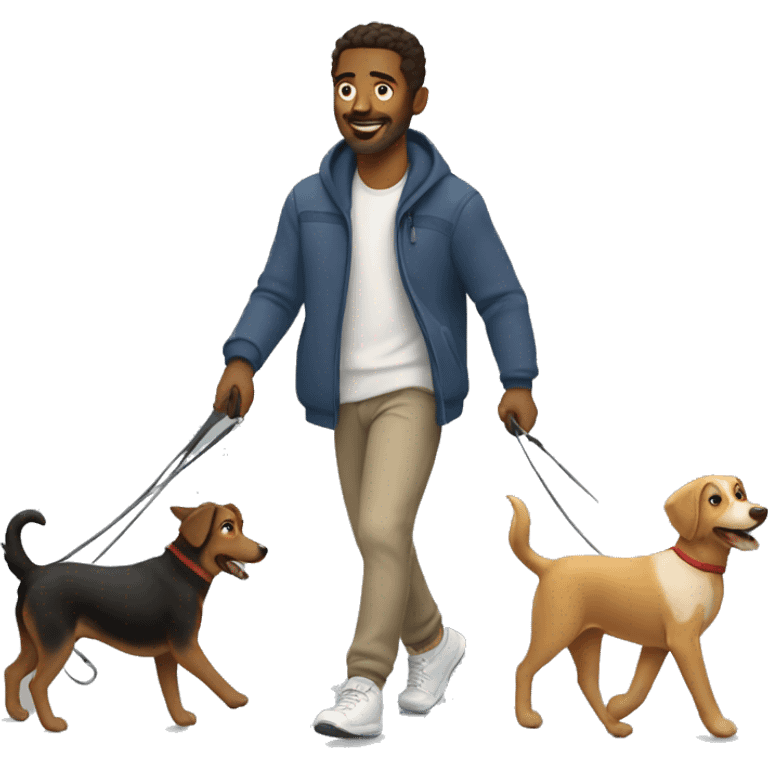 Guy Taking the dogs for a walk emoji