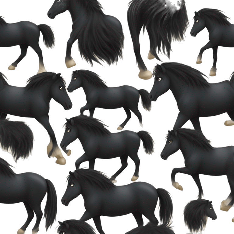 black icelandic horse with a lot of black mane emoji