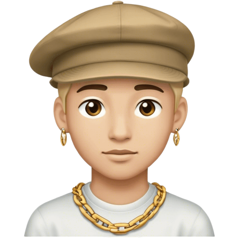 Joven de gorra cadena y aretes  emoji