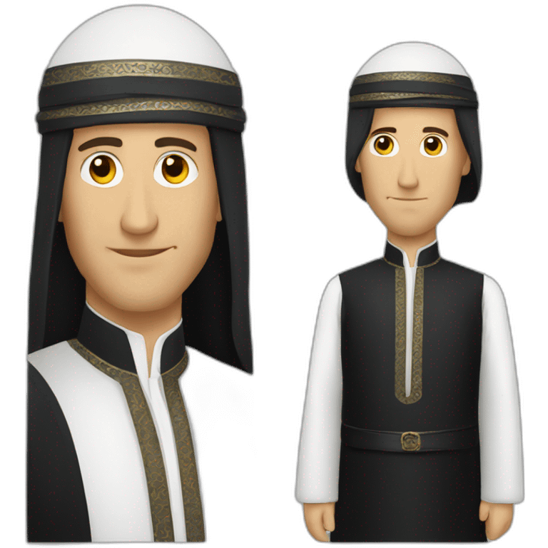 White Man wearing black omani musar emoji