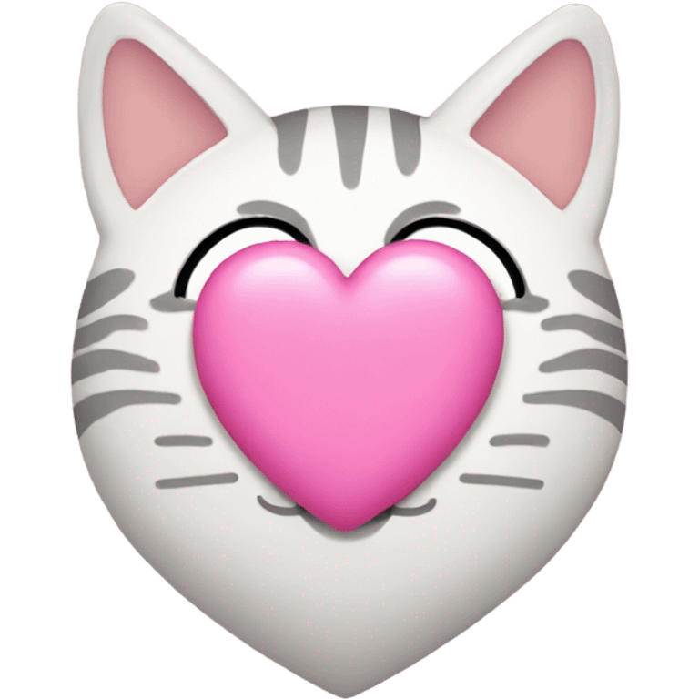 Pink heart with cat inside emoji