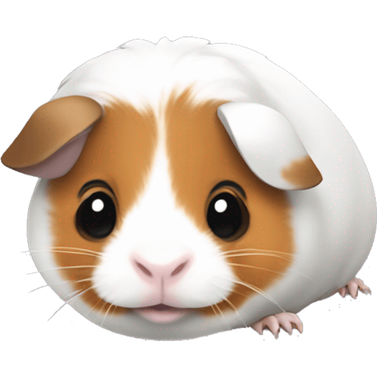 Guinea pig with white body, one black spot on the one part of her face, one brown coot on her another part of face emoji