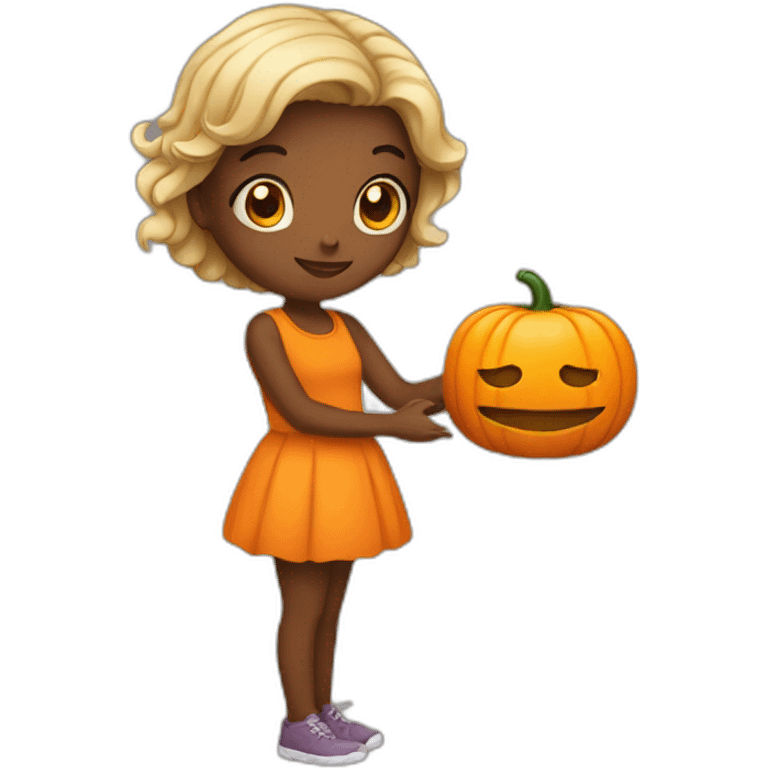 girl with pumpkin emoji