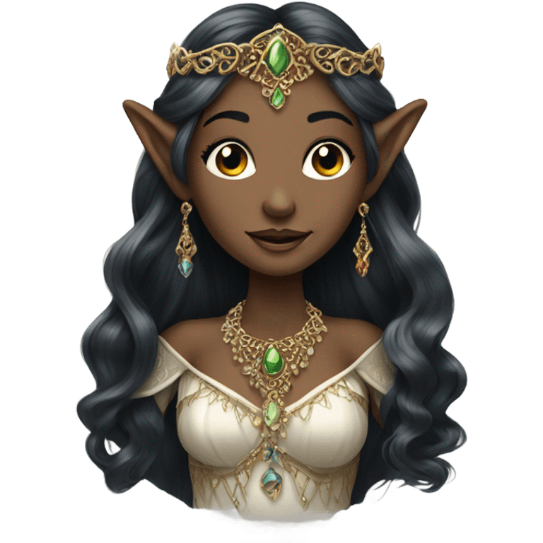 elf princess dark hair with jewellery  emoji