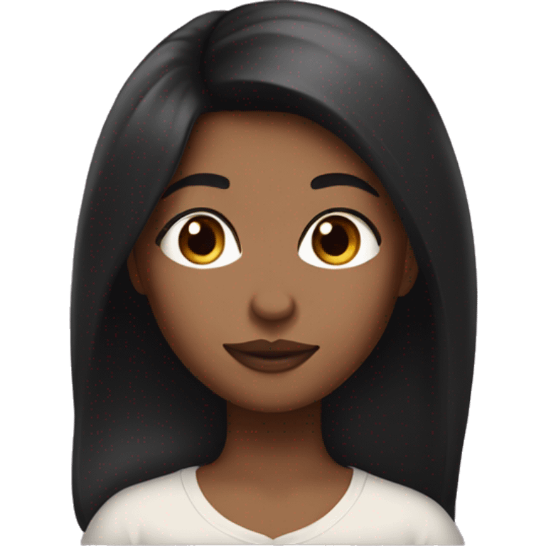 Brown skin girl with straight black hair with lip balm emoji