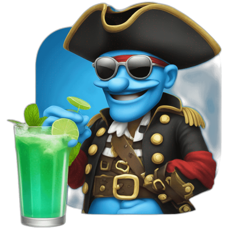 pirate Papa Smurf drinking mojito emoji