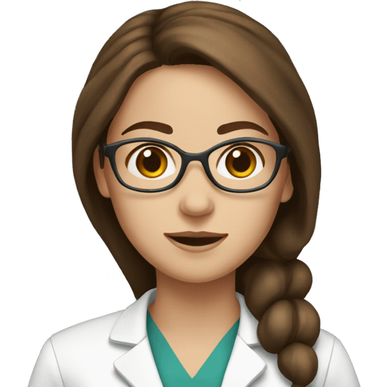 white skin woman doctor with brown hair  emoji