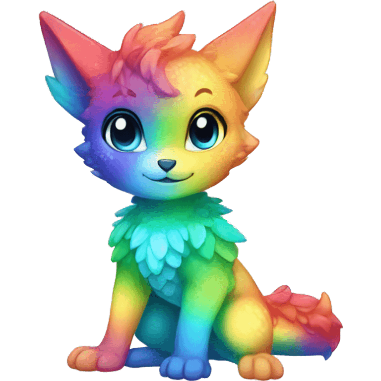 a anthro chibi-style colorful rainbow-gradient-shiny gem-sparkle-Fakémon-hybrid full body emoji