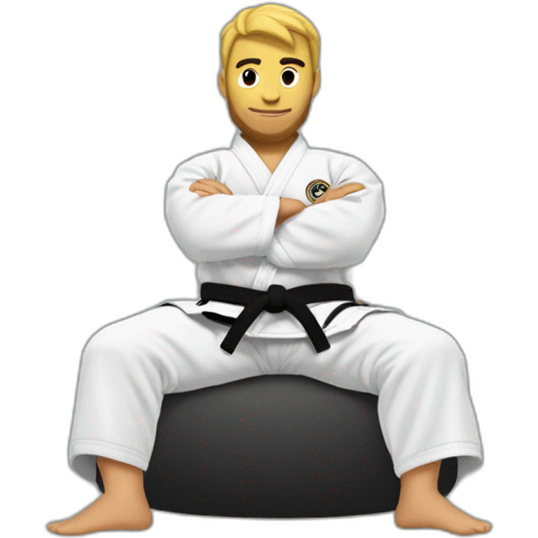 Jiu-Jitsu black belt sitting in his butt scooting forward  emoji