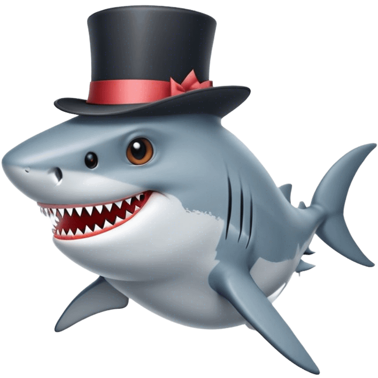 Shark with a top hat emoji