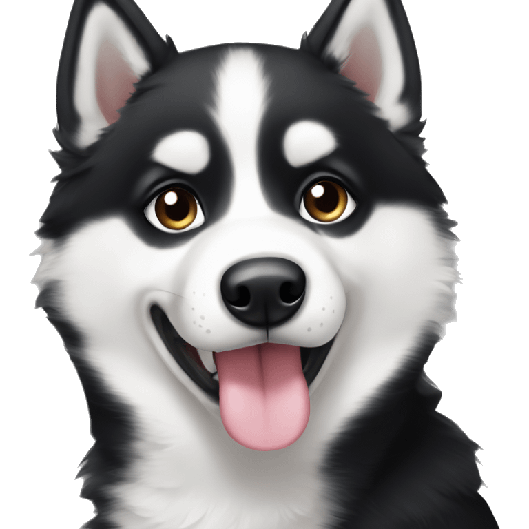 Cute black and white husky with heterochromia emoji