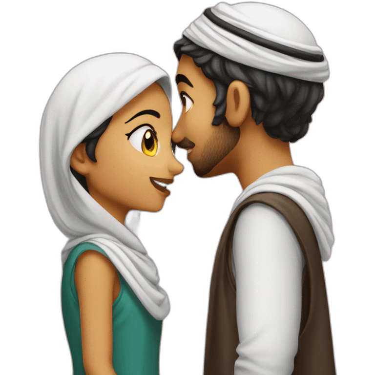 arab boy kiss an arab girl emoji