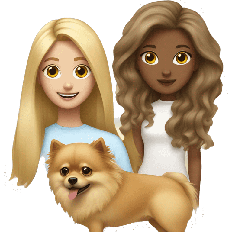 blonde girl and a pomeranian emoji