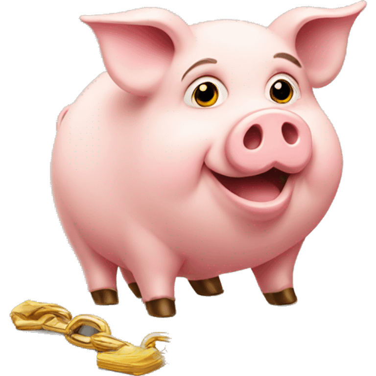 a pig with money and a gold chain emoji