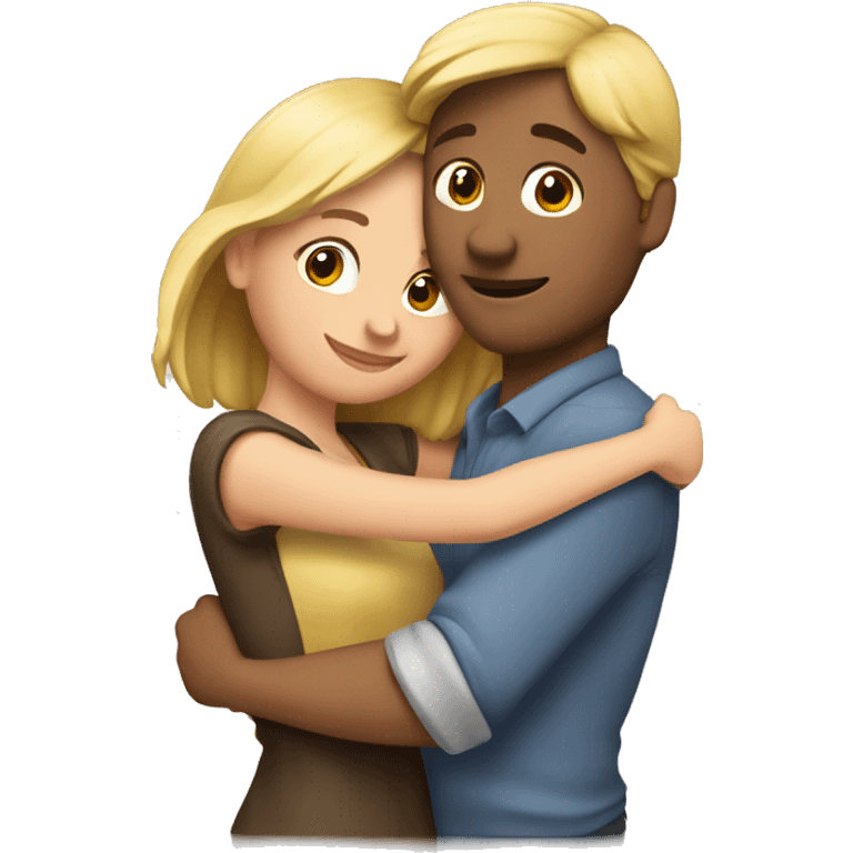 Couple hug. Sie hat braune Haare,er blonde emoji