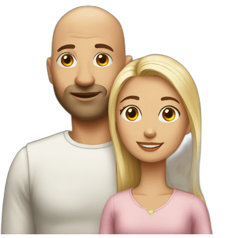 Bald man and his young wife emoji