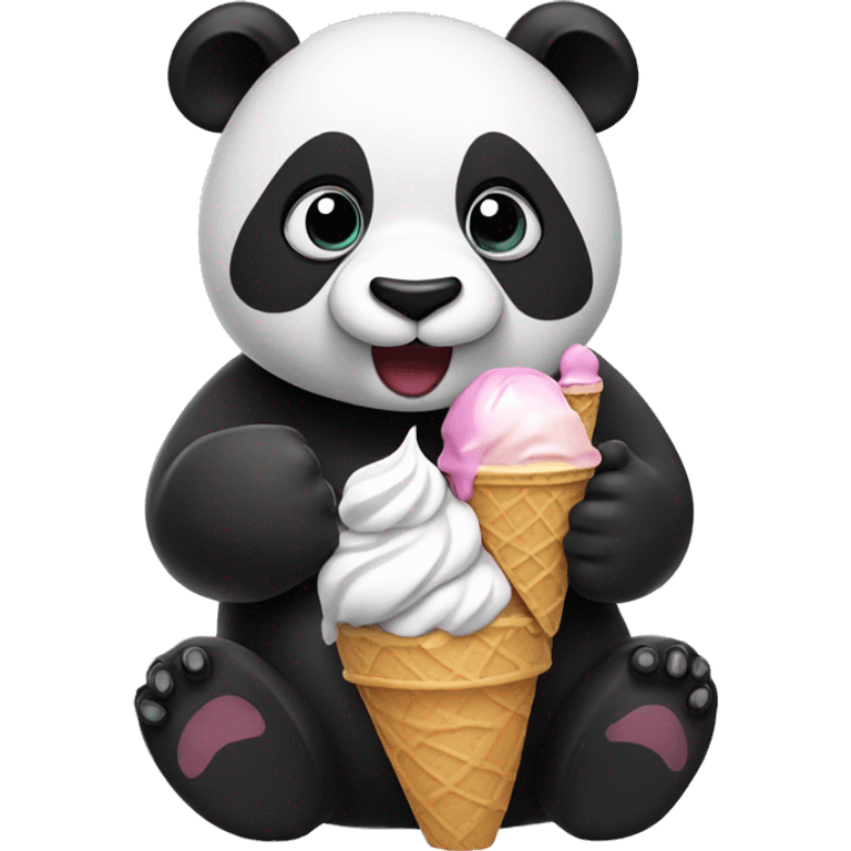 Panda eating ice cream emoji