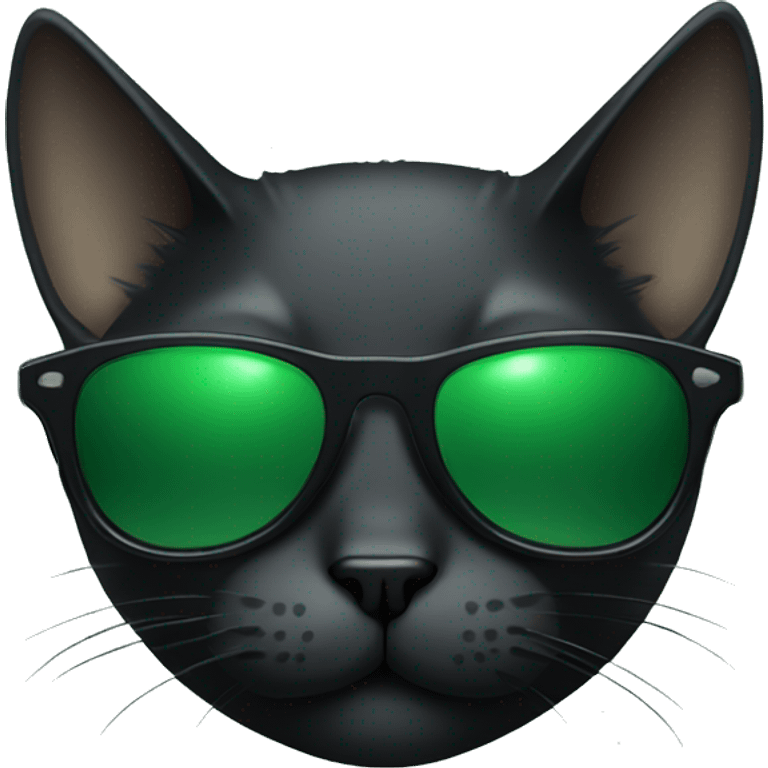 Black cat wearing green sunglasses emoji