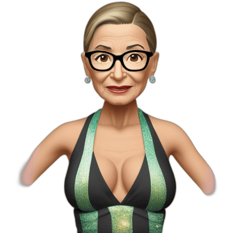 sexy ruth bader ginsburg wearing only a bikini bottoms top exposed (full body, ios17) emoji