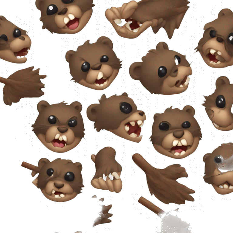 An evil beaver with a bat in his hands emoji