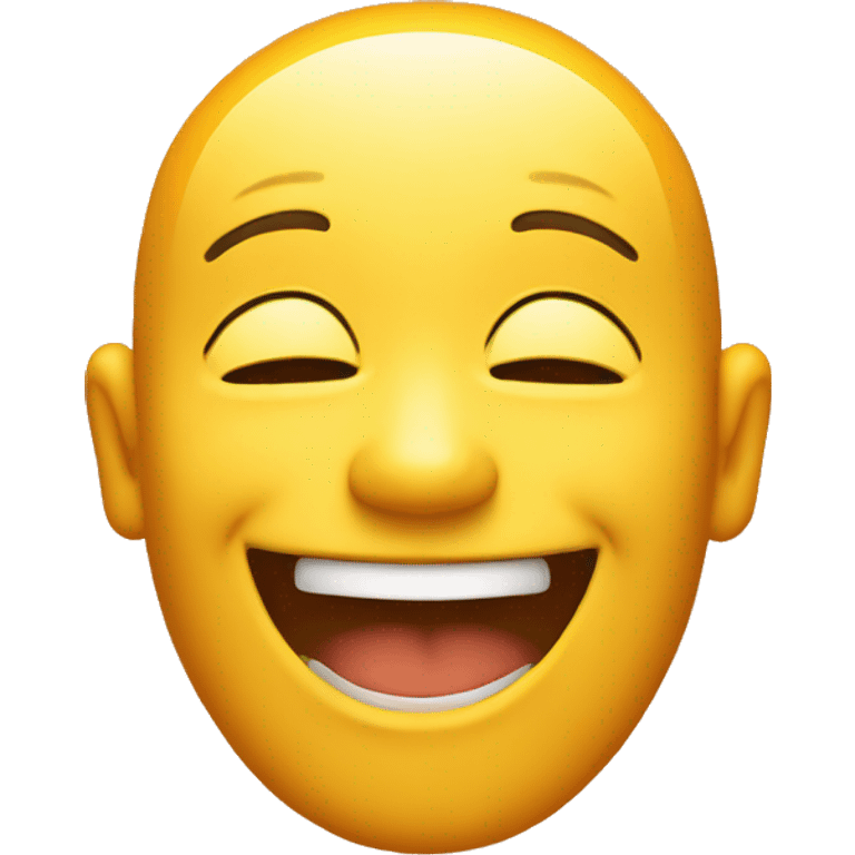 laughing emoji, yellow background head only, with orange shading, no eyebrows, closed eyes emoji