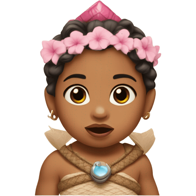 baby princess moana from the Disney movie with a pink pacifier in her mouth emoji