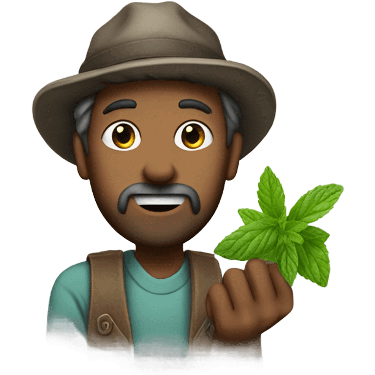 A hobo offering a mint emoji