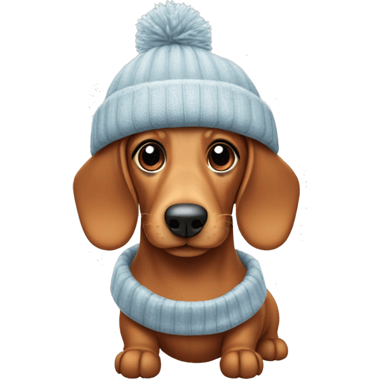 Cute Sausage Dog with a winter hat emoji