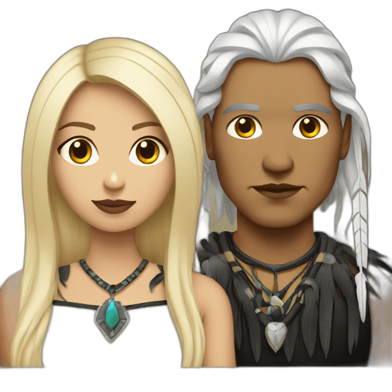 Native American husband with blonde goth wife emoji