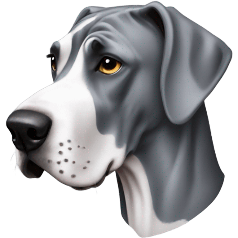 Grey great dane with human winter coat emoji