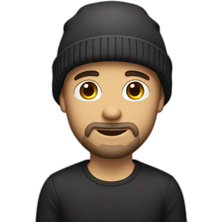 one white guy with black beanie hat and small beard emoji