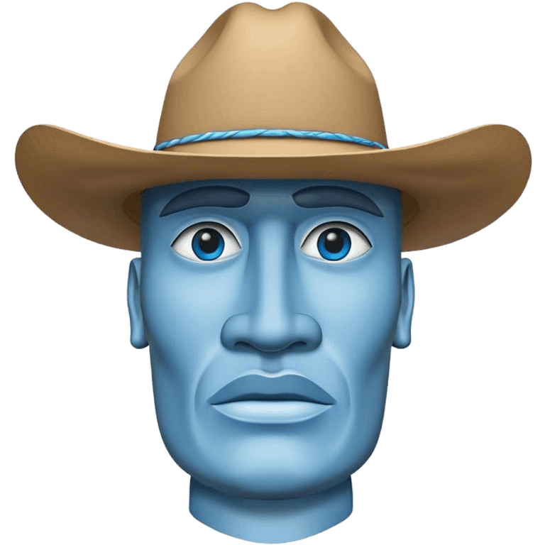 moai head statue with cowboy hat blu emoji