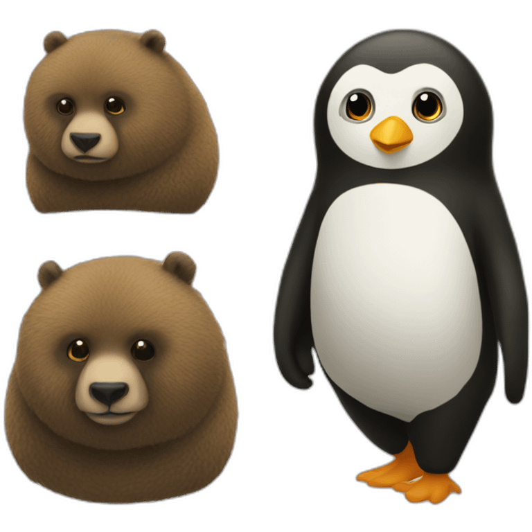 Ours et pingouin câlin emoji