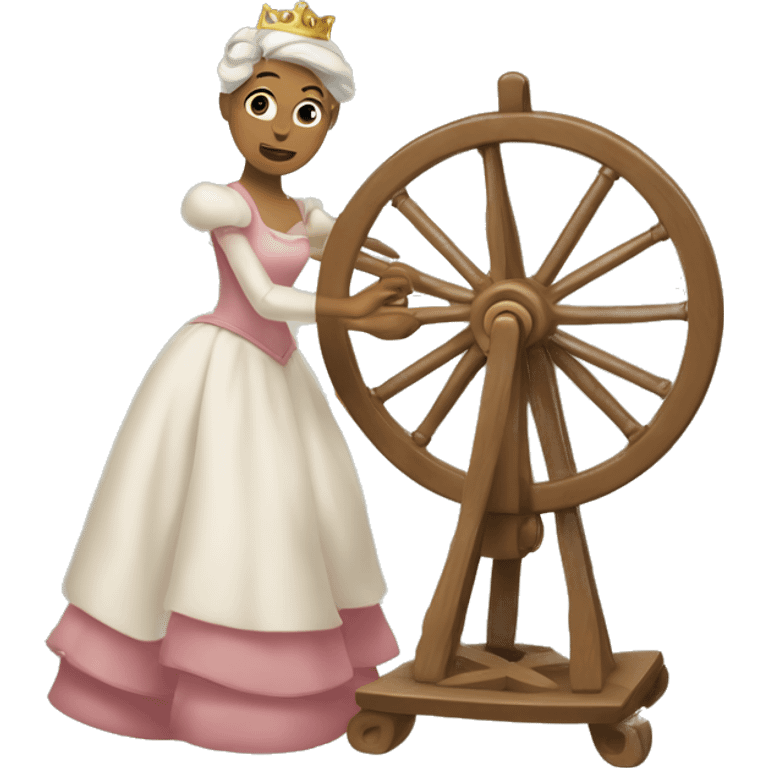 The princess spins threads on a spinning wheel emoji