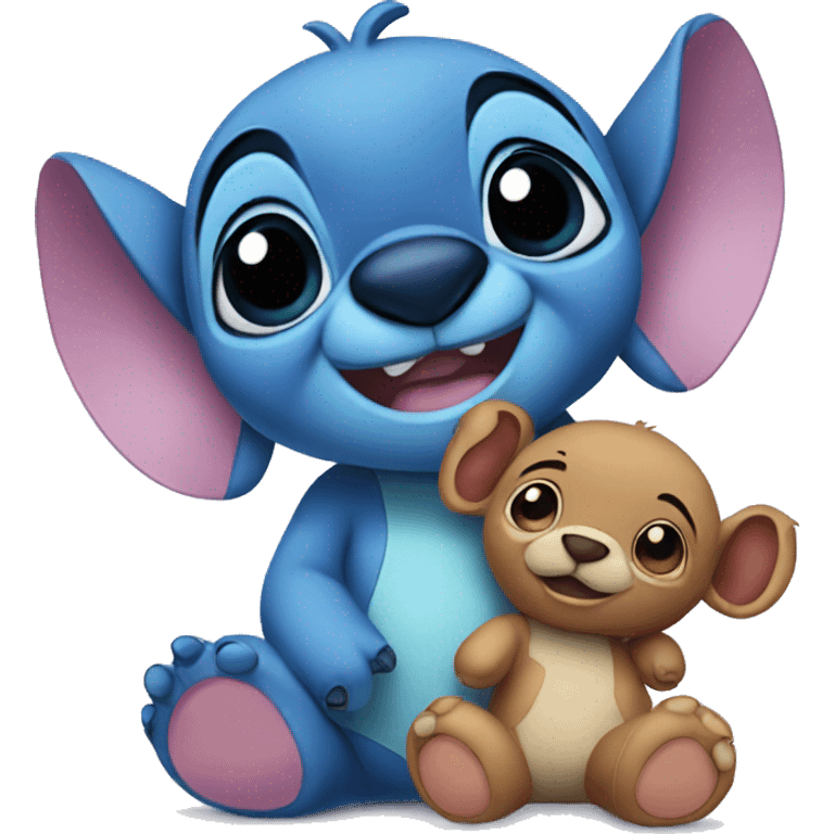 Baby stitch with a teddy bear  emoji