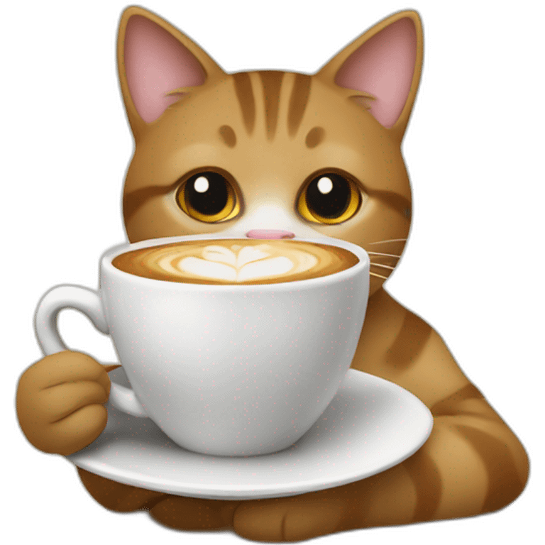 A cat holding a coffee emoji