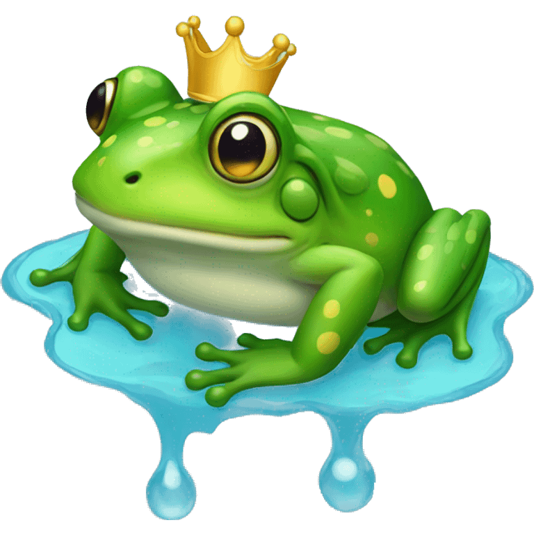 Queen frog in water emoji