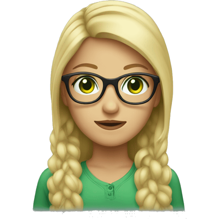 A Blond girl with green eyes and glasses  emoji