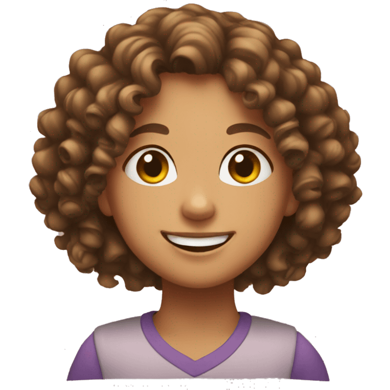 girl with curly hairs and smiling emoji