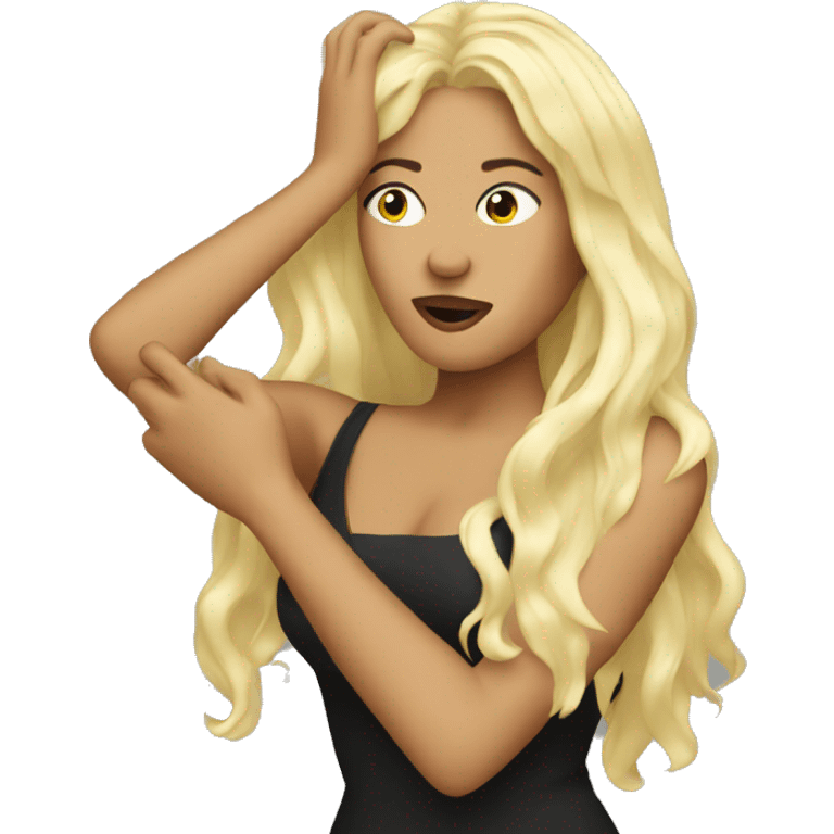 Blonde singer holding heat over her head  emoji