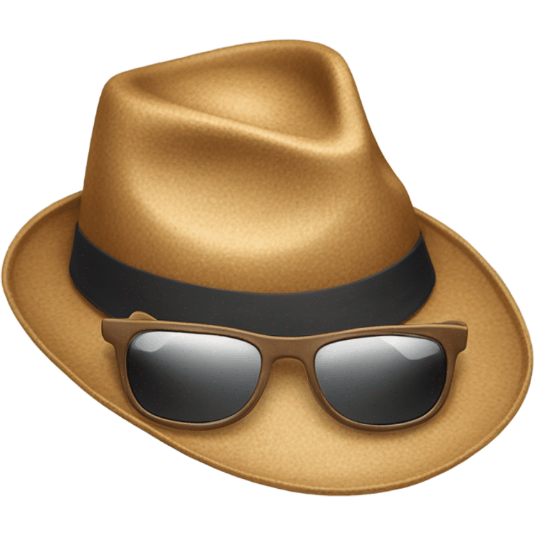 light brown fedora hat with sunglasses on brim emoji